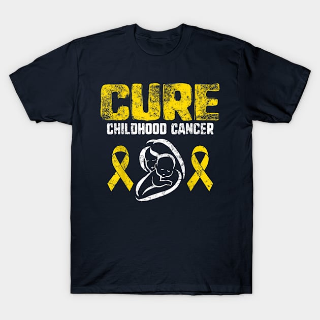 Funny Cancer Cure Childhood Cancer Gold Ribbon Support Mom T-Shirt by designathome